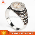 Wholesale fashion designs Saudi Arabia jewellery golden pattern photos stone silver ring men